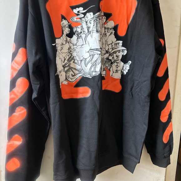 Off-White Virgil Abloh Men's Hoodie with Orange Accents - Picture 4 of 4